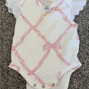 The Beaufort Bonnet Company Pink and White Bodysuit